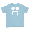 aviator sunglasses horseshoe fu manchu biker mustache Youth Tee