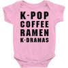 k pop coffee ramen k dramas Baby Bodysuit