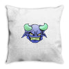blue monster with horns Throw Pillow