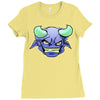 blue monster with horns Ladies Fitted T-Shirt