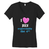 i love july especially the 4th Women's V-Neck T-Shirt