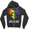 Love Is Love LGBT Rainbow Heart Zipper Hoodie