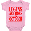 legends are born in october vintage Baby Onesie