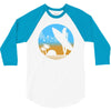 beach surfer silhouette birds sand waves palm 3/4 Sleeve Shirt