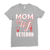 Mom Wife Veteran - Veterans Day T-Shirt Gifts Ladies Fitted T-Shirt