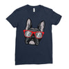 frenchie hipster Ladies Fitted T-Shirt