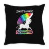look it's a magical fck unicorn funny Throw Pillow