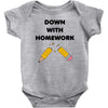 down with homework Baby Bodysuit