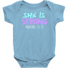 she is strong Baby Bodysuit