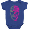 two coloured patterned skull   mens funny Baby Bodysuit