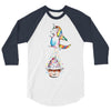 Cute Unicorn and Happy Cupcake 3/4 Sleeve Shirt
