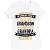 Super Cool Grandson Of A Freaking Awesome Grandpa Ladies Fitted T-Shirt