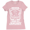 Never Underestimate Dog Rescuer Who Was Born January Ladies Fitted T-Shirt