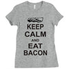 keep calm and eat bacon t shirt funny parody meat tee food pig hog bre Ladies Fitted T-Shirt