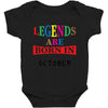 legends are born october Baby Bodysuit
