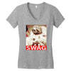 sloth astronaut swag Women's V-Neck T-Shirt
