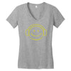smiley dj techno,club,dance,music,rave retro Women's V-Neck T-Shirt