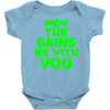 gym gains fitness slogan Baby Onesie