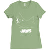 jaws chalk board movie licensed cotton blend adult Ladies Fitted T-Shirt