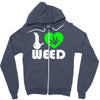i love weed fun Zipper Hoodie
