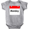 title of day of the week monday day of the week Baby Bodysuit