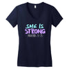 she is strong Women's V-Neck T-Shirt