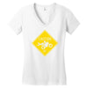motorcycle caution sign Women's V-Neck T-Shirt