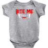 bite me halloween vampire teeth Baby Onesie