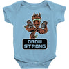 groot grow strong galaxy gym fitness mashup Baby Onesie