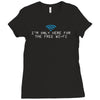 i'm only here for the wifi internet   coffee cafe web geeky tech guy t Ladies Fitted T-Shirt