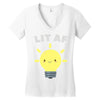 lit af kawaii light bulb Women's V-Neck T-Shirt