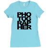 photographer camera photography modern text photos scrapbook geek t sh Ladies Fitted T-Shirt