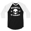 roswell 1947 we remember alien 3/4 Sleeve Shirt