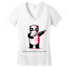 black, red and white Women's V-Neck T-Shirt