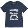 August Girls Are Sunshine Mixed With A Little Hurricane V-Neck Tee