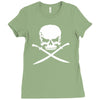 biker pirate skull bones swords Ladies Fitted T-Shirt