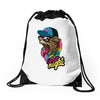 up all night cat Drawstring Bags