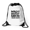 worlds greatest father i mean.. Drawstring Bags