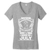 Never Underestimate Dog Rescuer Who Was Born July Women's V-Neck T-Shirt