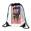 july 4th skull Drawstring Bags