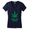 Support Liver Cancer Awareness With A Emerald Cannabis Leaf Women's V-Neck T-Shirt