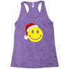 smiley face wears santa hat merry christmas Racerback Tank