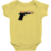 black gold gun pullover Baby Onesie