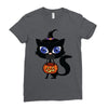 witch cat Ladies Fitted T-Shirt