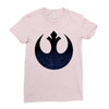 rebel logo with space pattern Ladies Fitted T-Shirt