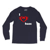 i love heart bass guitar music Long Sleeve Shirts