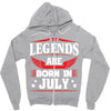 Legends Are Born In July Zipper Hoodie