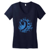 bass clef in blue Women's V-Neck T-Shirt