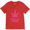 Support Breast Cancer Awareness With A Pink Cannabis Leaf V-Neck Tee