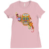 women's sugar skull purple Ladies Fitted T-Shirt